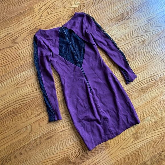 Alice + Olivia Dionne Purple Lace Dress - Size 0 - Picture 6 of 11